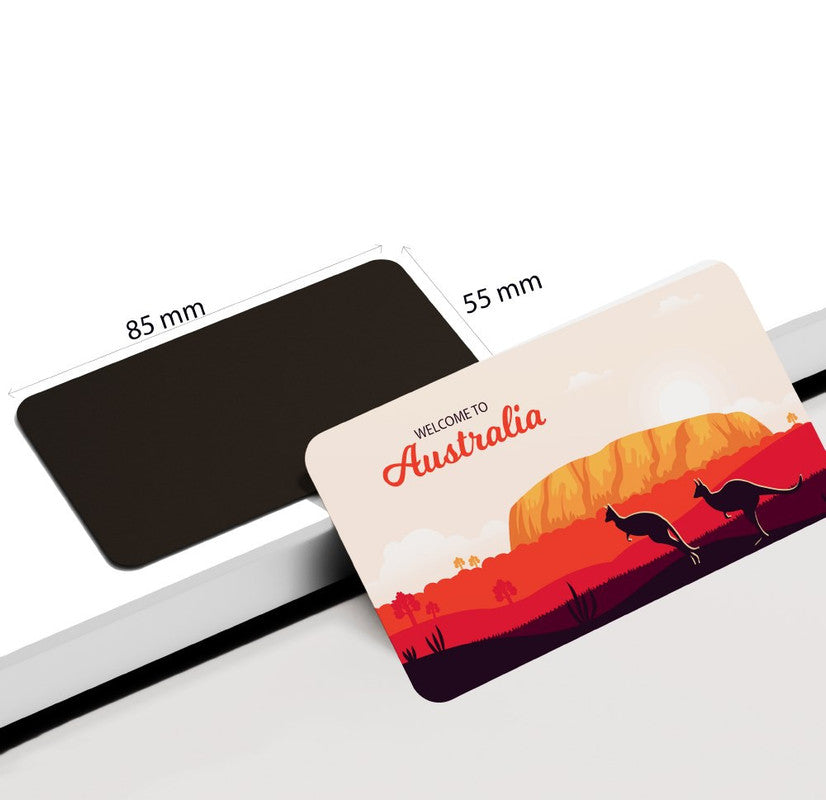 dhcrafts Rectangular Rubber Fridge Magnet / Magnetic Card Multicolor Australia D4 Design Pack of 1 (8.6cm x 5.4cm)